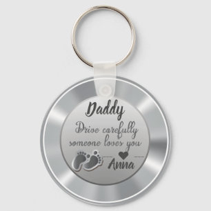 Drive Carefully Silver quote design Key Ring