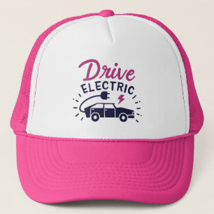Drive Electric Pink Black Automobile  Trucker Hat