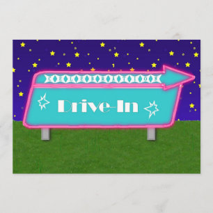 Drive-In Movie Theatre Party Invitation