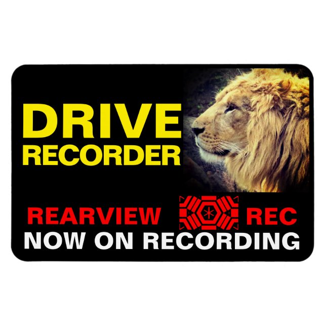 DRIVE RECORDER Warning Plate(LION) Magnet (Horizontal)