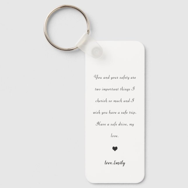 drive safe cute heart love back car keychain (Front)