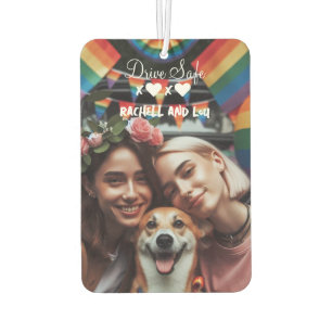 Drive Safe Lesbian Couple Love Custom Photo Car Air Freshener