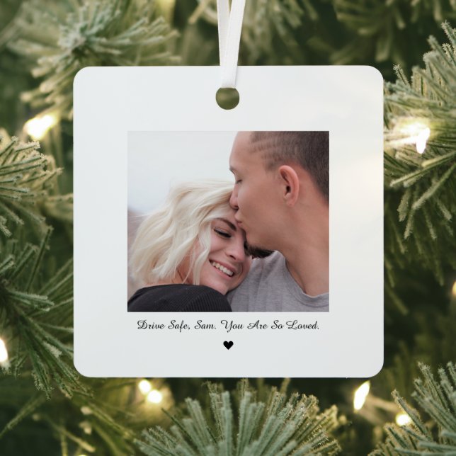 Drive Safe Minimal Photo Car Ornament (Insitu)