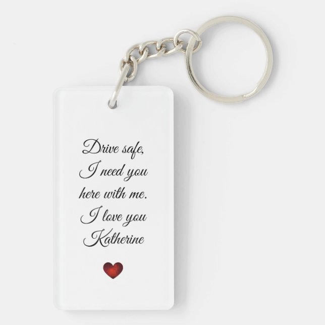 Drive Safe My Love – Personalized Valentine’s Key Ring (Back)