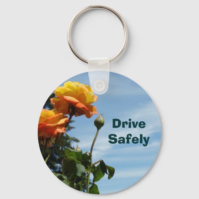 Drive Safely keychains Driving Orange Rose custom (Front)