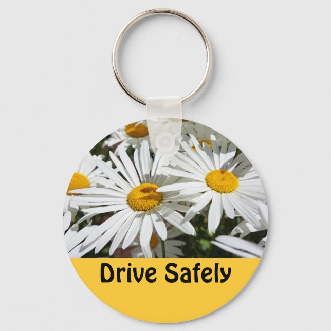 Drive Safely Keychains Driving Safe gifts Daisies (Front)