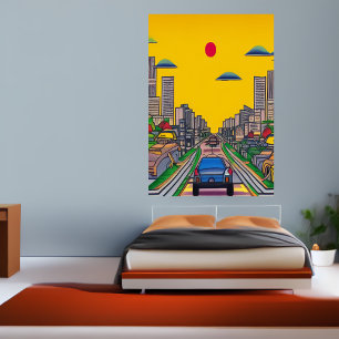 drive through the city AI Art Poster