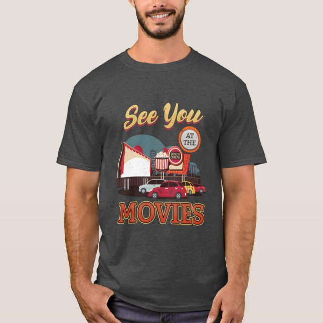 drivein theater car movie theater friend T-Shirt (Front)