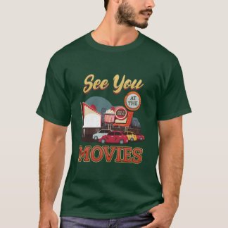drivein theatre car movie theatre retro T-Shirt