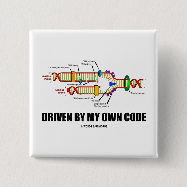 Driven By My Own Code (DNA Replication) 15 Cm Square Badge (Front)