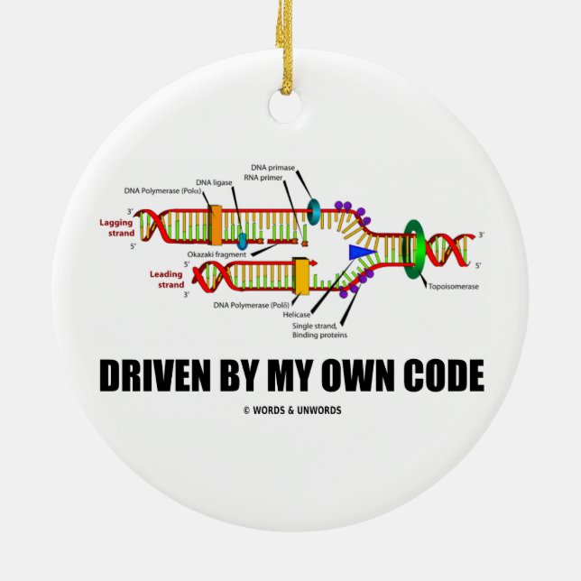 Driven By My Own Code (DNA Replication) Ceramic Tree Decoration (Back)