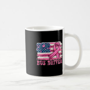 Driver American Flag Pink Ribbon Breast Cancer Awa Coffee Mug