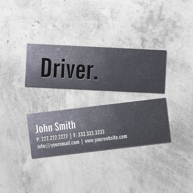 Driver Minimalist Typography Elegant Black Mini Business Card (Creator Uploaded)