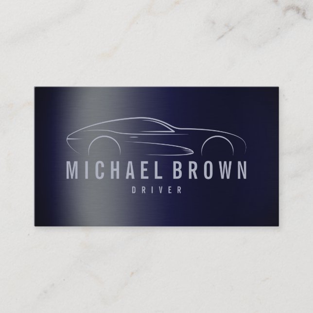 Driver Professional Metallic Navy Blue Business Card (Front)