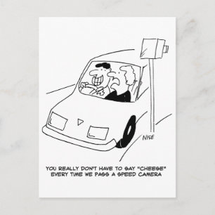 Driver Says Cheese When Passing a Speed Camera Postcard