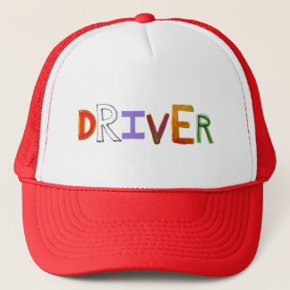 Driver word art colourful unique designated sober trucker hat