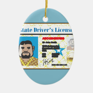 Driver's License Man photo ID vector Ceramic Ornament