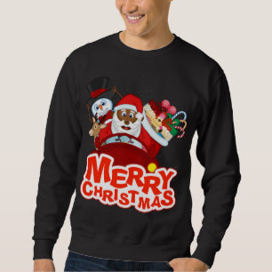 Driving Black Merry Christmas Santa, Snowman, And Sweatshirt
