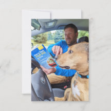 Driving car book Funny Dog Photo Card