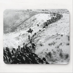 Driving cattle in the winter. mouse pad