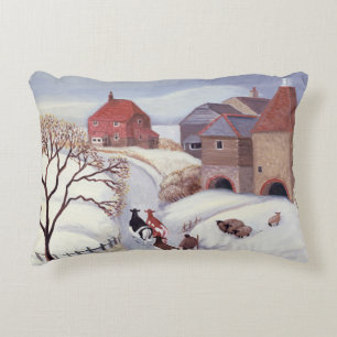 Driving Cows home in the Snow Decorative Cushion