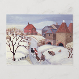 Driving Cows home in the Snow Postcard