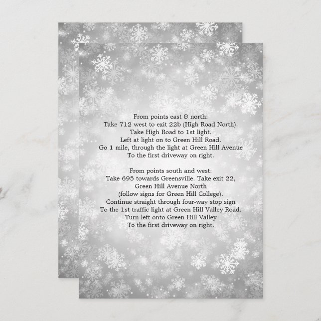 Driving Directions Silver Winter Wonderland Invitation (Front/Back)