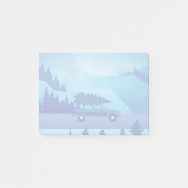 Driving down the road with a christmas tree        post-it notes (Front)