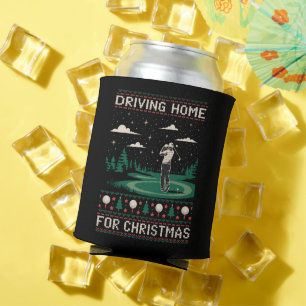 Driving Home For Christmas Golf Funny Ugly Xmas  Can Cooler