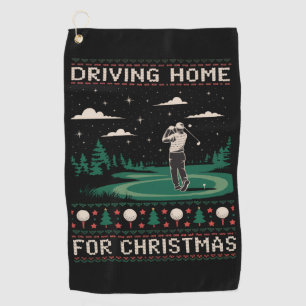 Driving Home For Christmas Golf Funny Ugly Xmas Towel