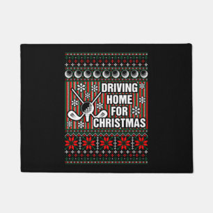 Driving Home For Ugly Christmas Golf Tshirt Doormat