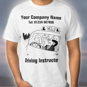 Driving Instructor Cartoon to Personalise T-Shirt