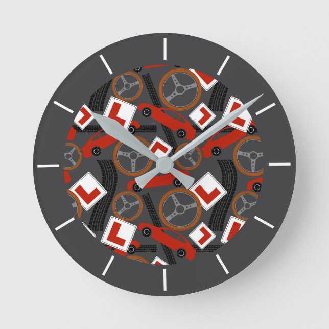 Driving Instructor Drivers Ed Novelty Cars Round Clock (Front)