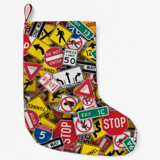 Driving Instructor Fun Road Sign Collage Small Christmas Stocking