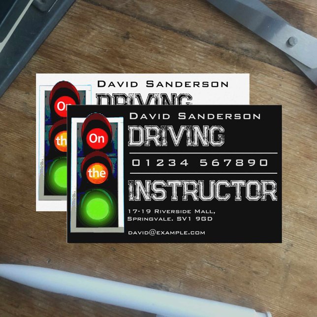 Driving Instructor with Traffic Lights Business Card (Creator Uploaded)