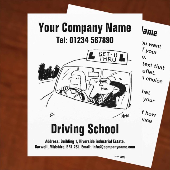 Driving Lessons Driving School Cartoon Design Flye Flyer (Creator Uploaded)