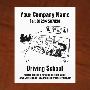 Driving Lessons Driving School Cartoon Design Flyer