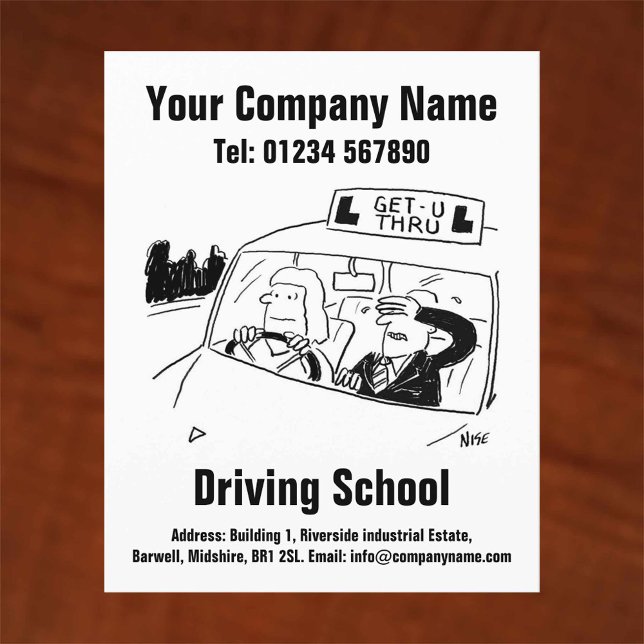 Driving Lessons Driving School Cartoon Design Flyer (Creator Uploaded)