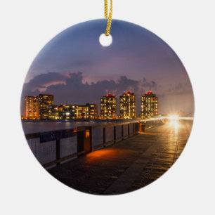 Driving On Navarre Beach Pier Ceramic Ornament