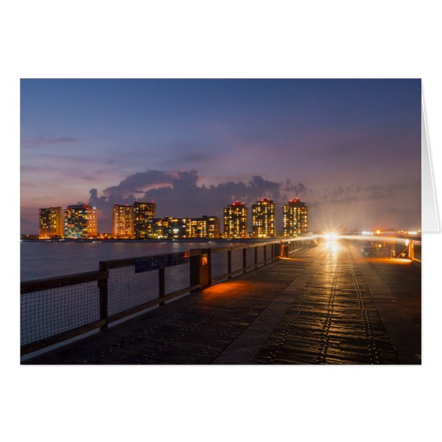Driving On Navarre Beach Pier Greeting Card (Front Horizontal)