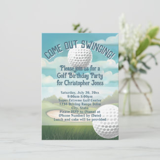 Driving Range Golf Special Event or Birthday Party Invitation