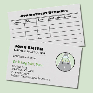 Driving School Appointment Reminder Business Cards