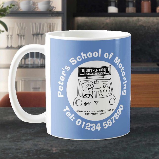 Driving School Cartoon. Driving Instructor Coffee Mug (Creator Uploaded)