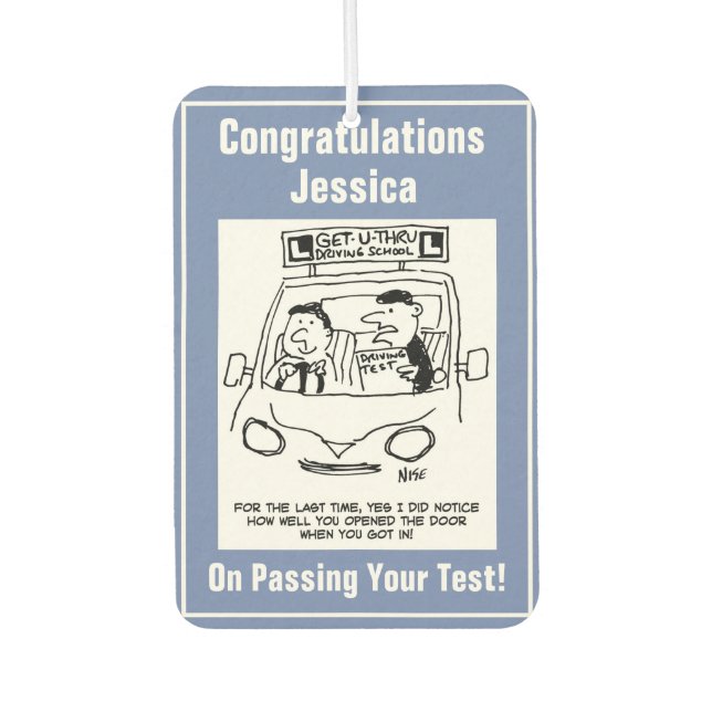 Driving School. Examiner Noticed Door Entry Car Air Freshener (Front)