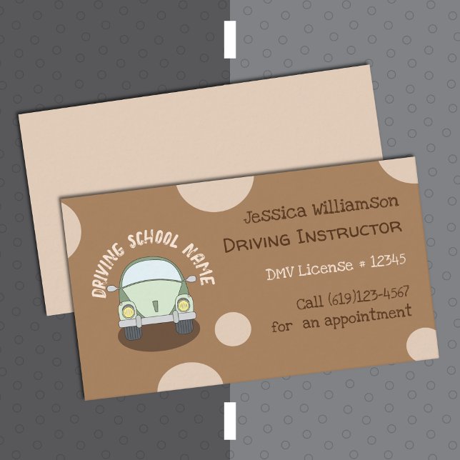 Driving School Instructor Brown Business Cards (Creator Uploaded)
