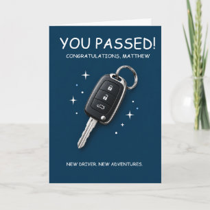 Driving Test Navy Car Congratulations Personalised Card