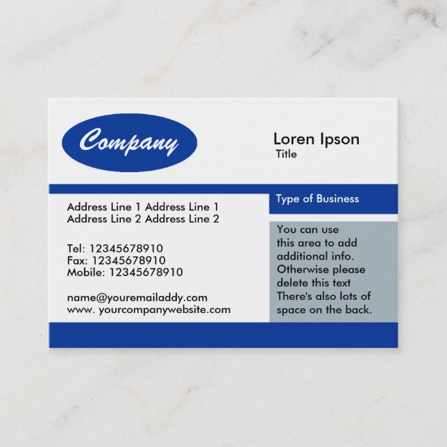 Driving the Superhighway - Blue Business Card (Front)
