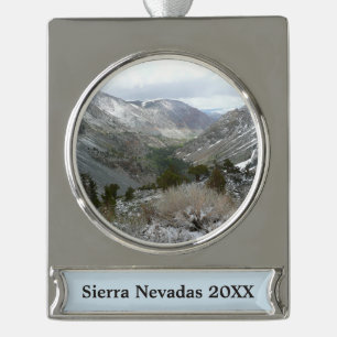 Driving Through the Snowy Sierra Nevada Mountains Silver Plated Banner Ornament