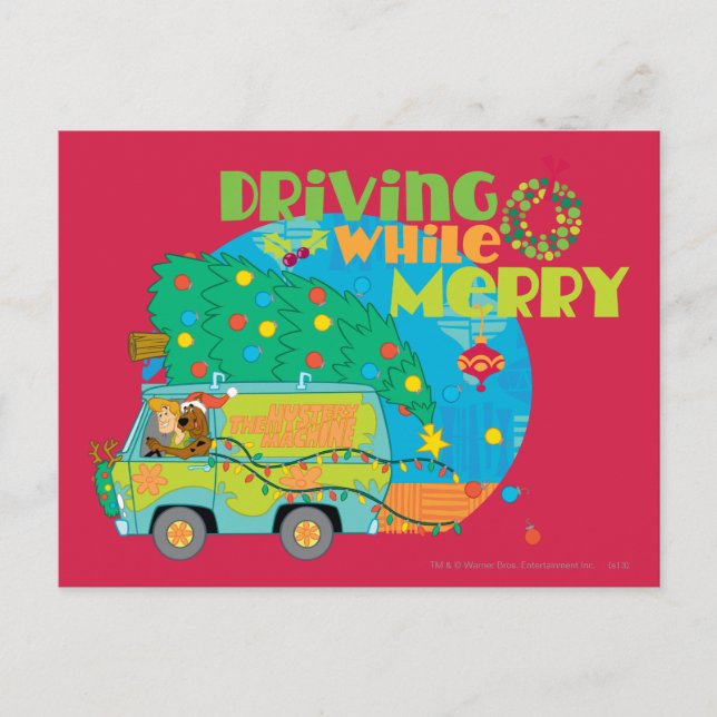 Driving While Merry 2 Holiday Postcard (Front)