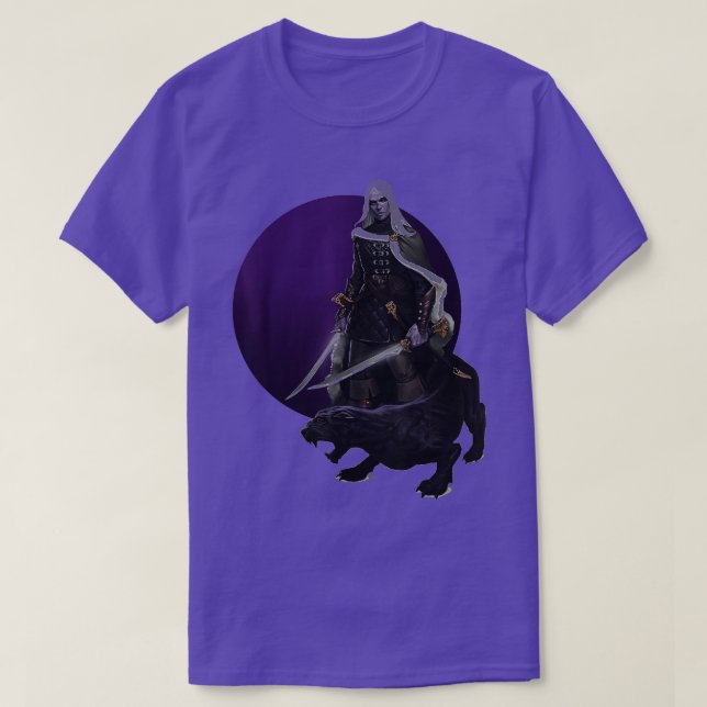 Drizzt and Guenhwyvar Forgotten Realms Fan art  T-Shirt (Design Front)